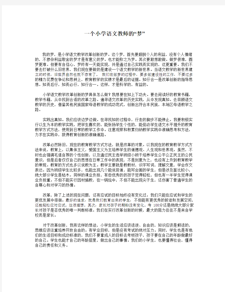 一个小学语文教师的