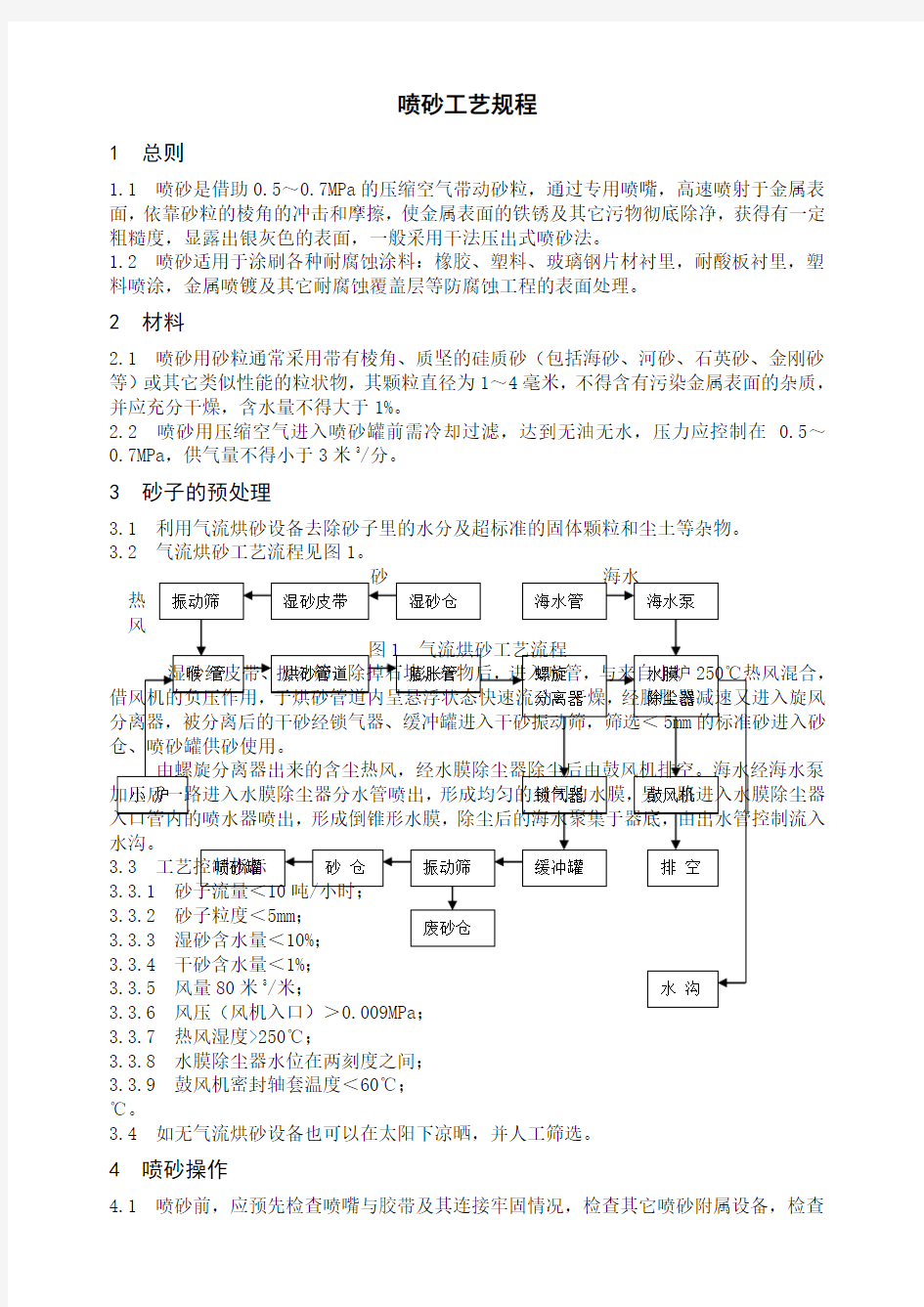 喷砂工艺及要求