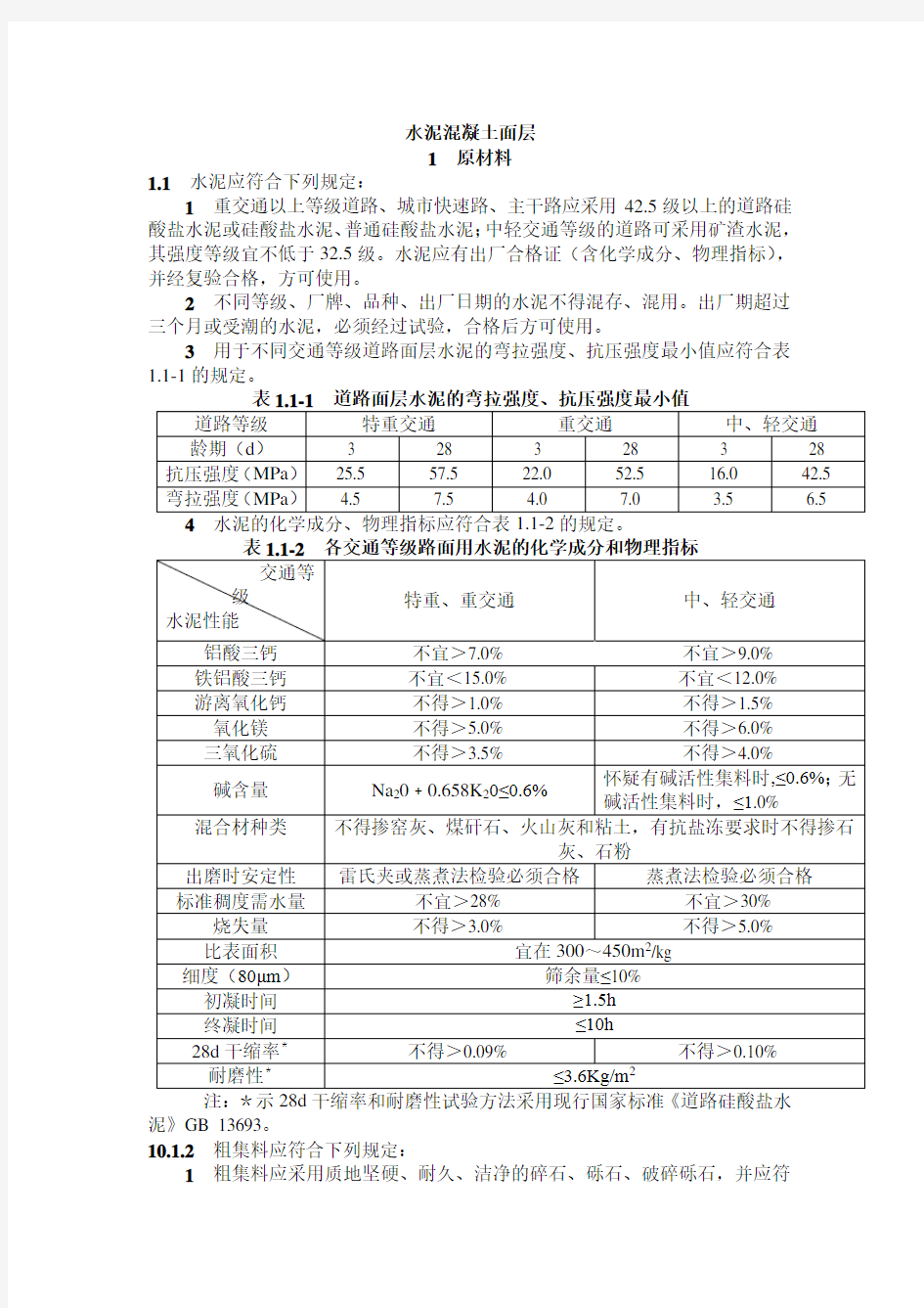 市政工程水泥混凝土面层验收规范及检验标准