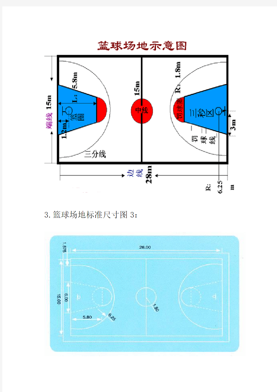 篮球场地标准尺寸