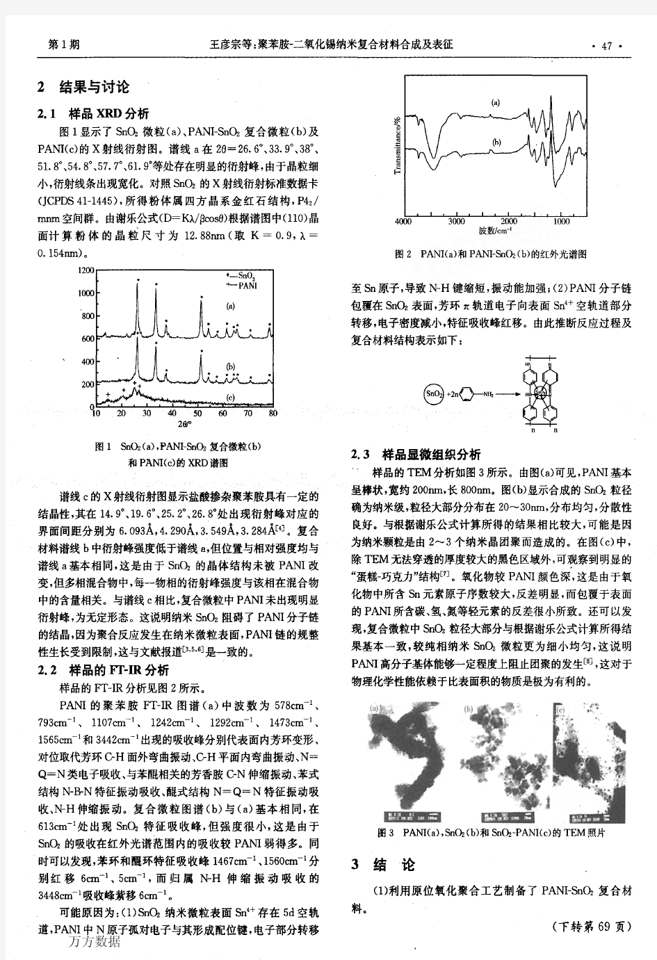 聚苯胺二氧化锡纳米复合材料合成及表征