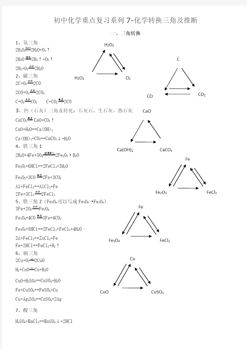 初三化学三角转换