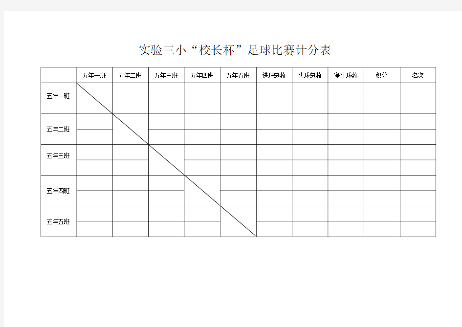 足球比赛计分表