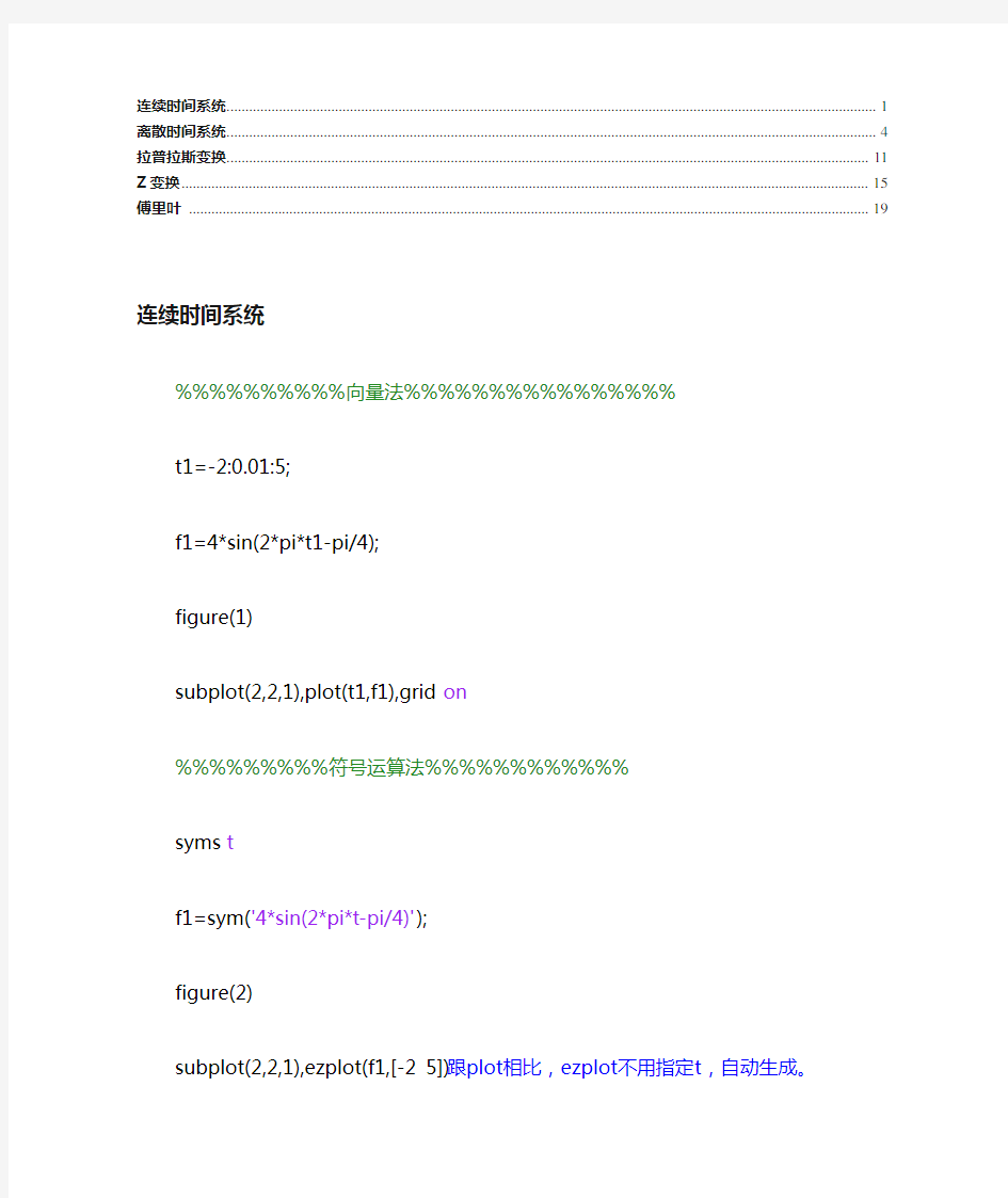 matlab信号与系统代码整理