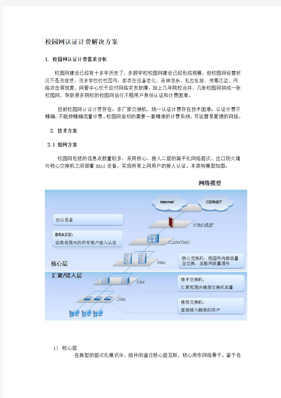 校园网认证计费解决方案