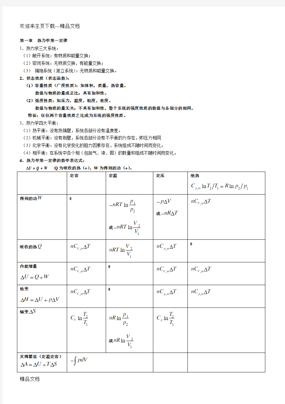 物理化学(重点)超强总结