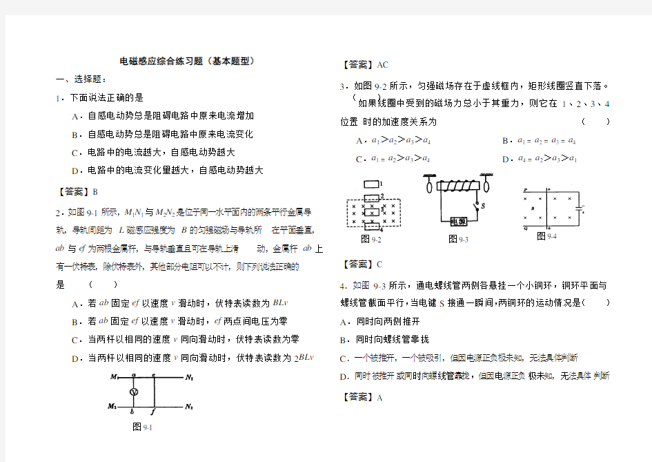 (完整版)电磁感应综合练习题(基本题型,含答案)