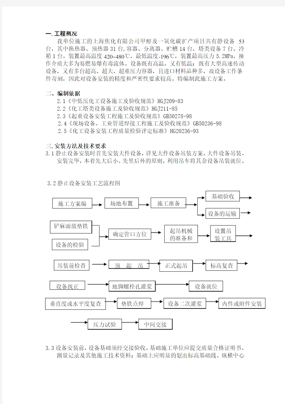 (设备管理)方案静设备施工