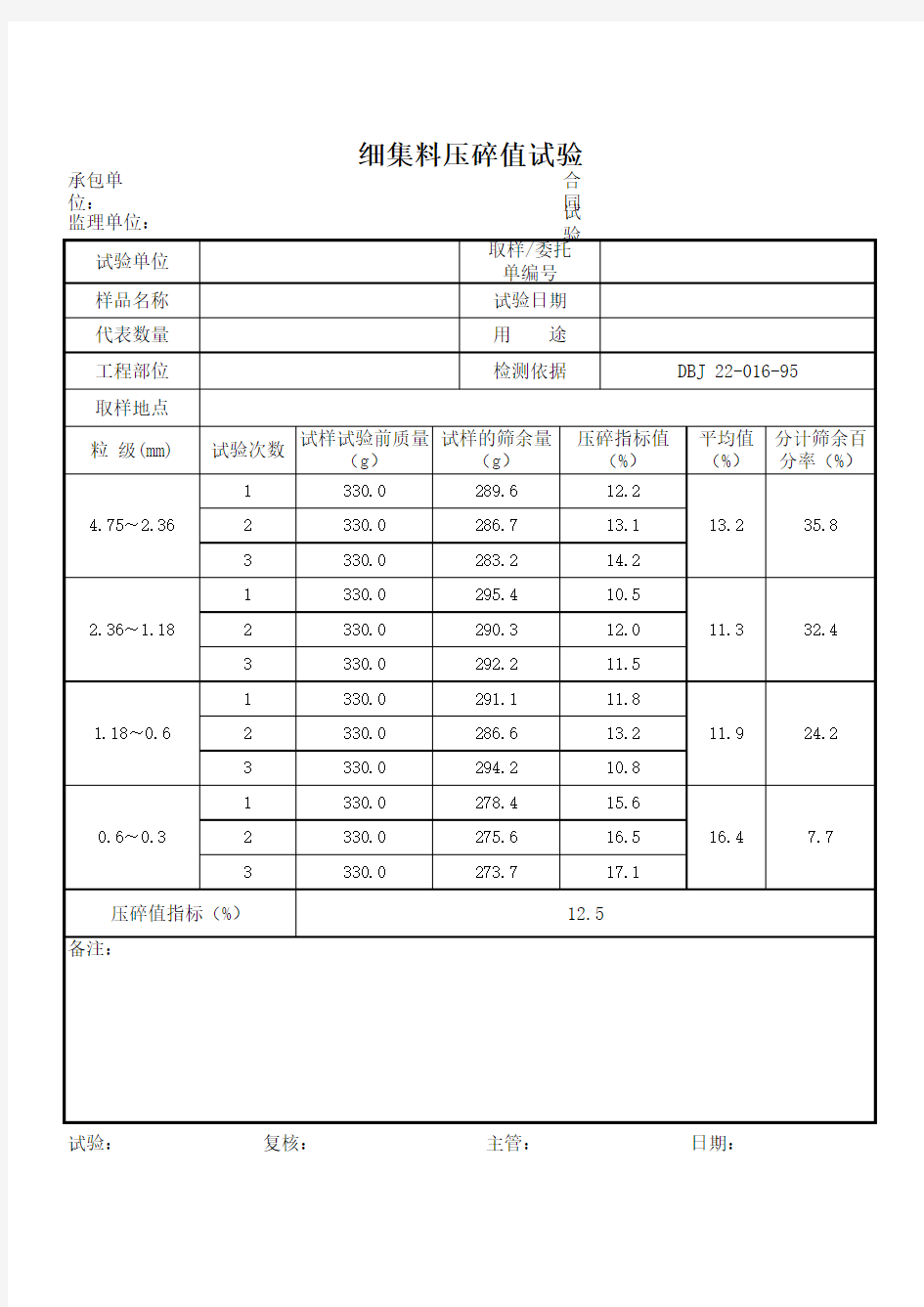 机制砂压碎值计算方法实例