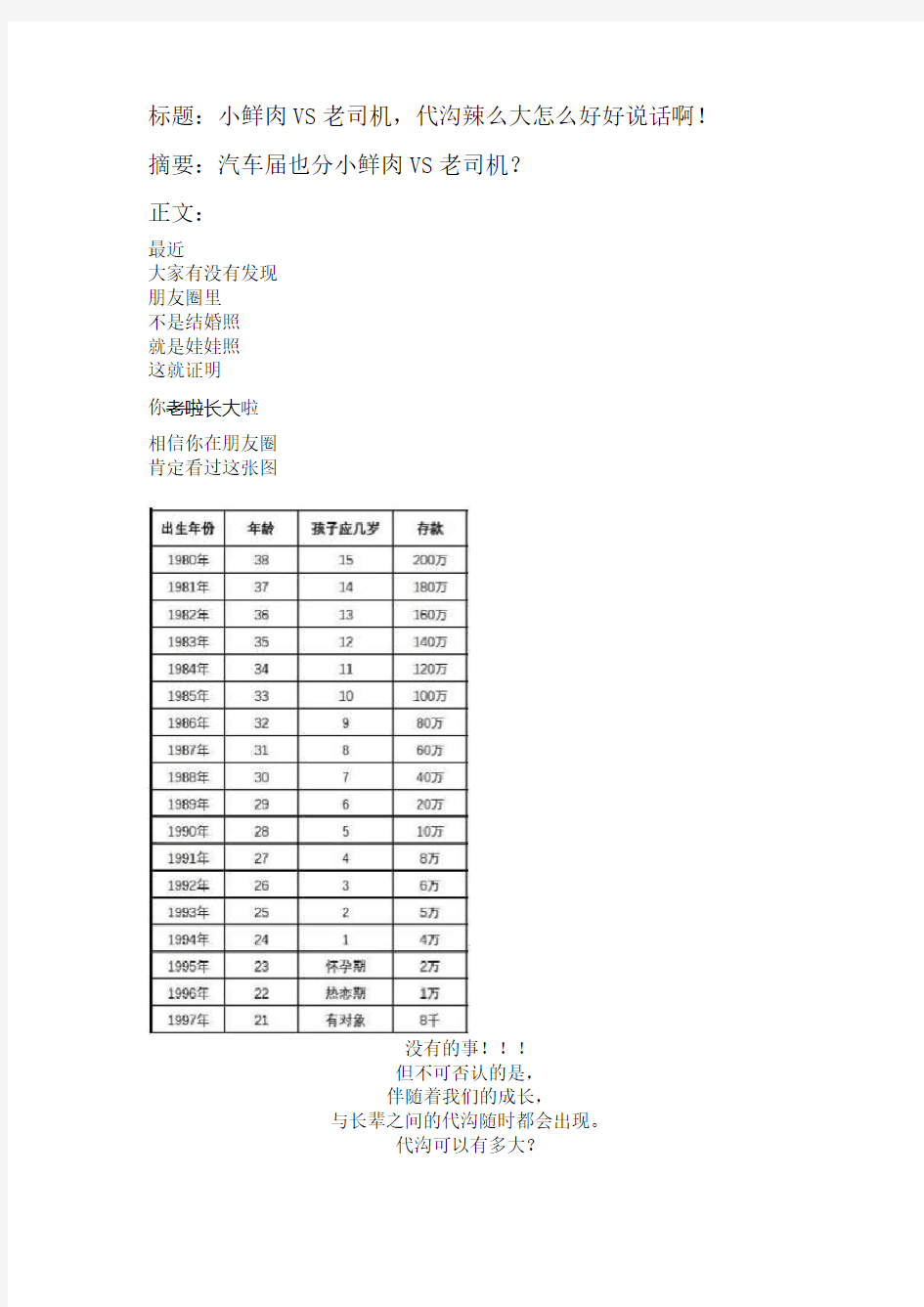 揭秘小鲜肉VS老司机的代沟是有多少