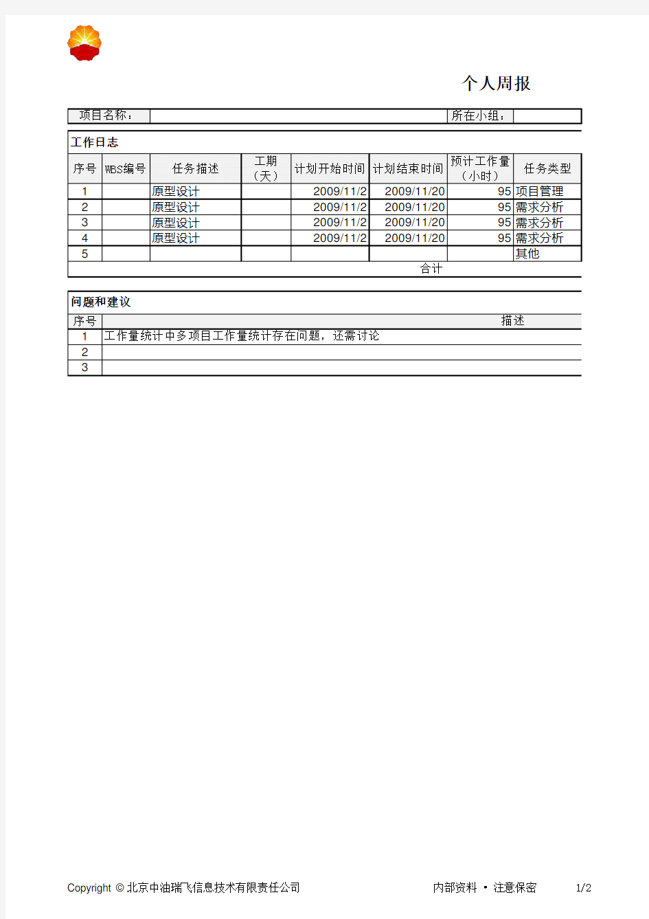 软件项目-个人周报-模板