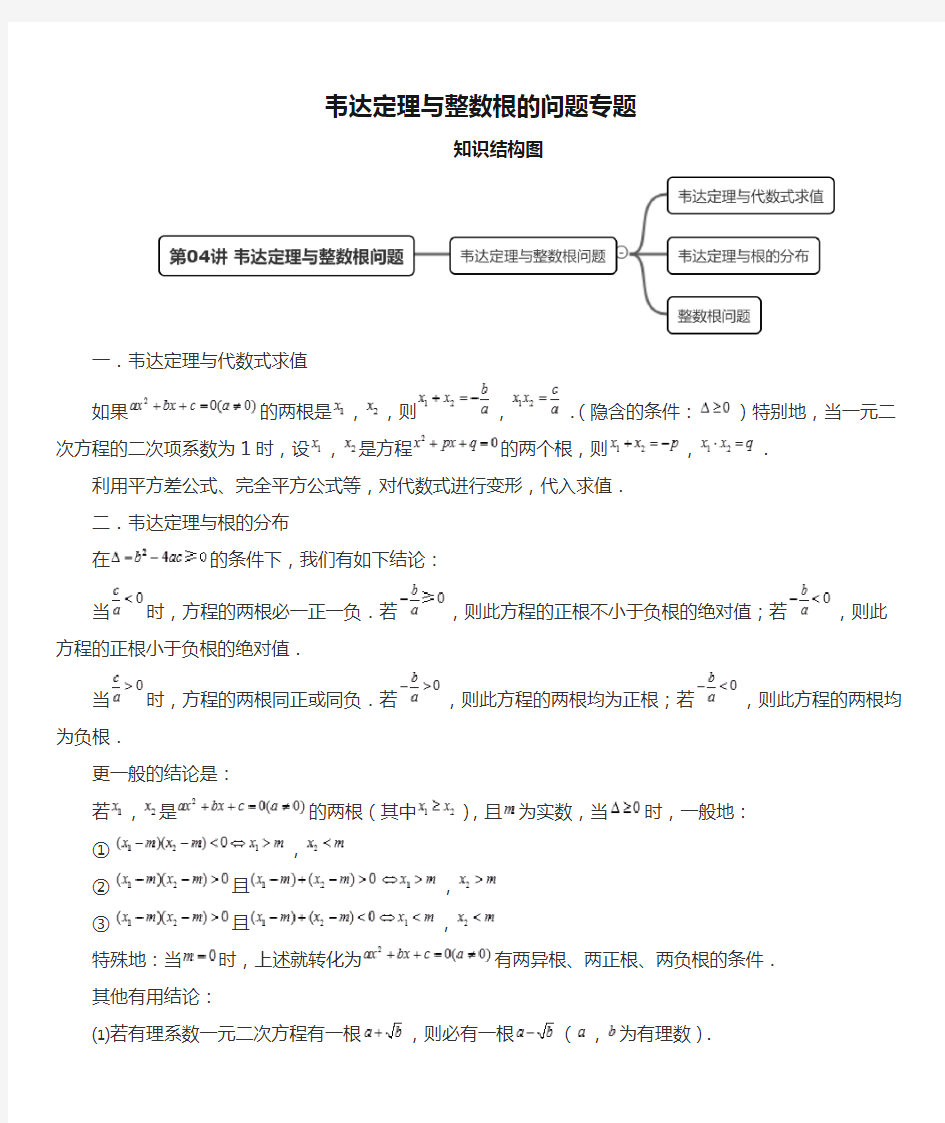 韦达定理与整数根的问题专题