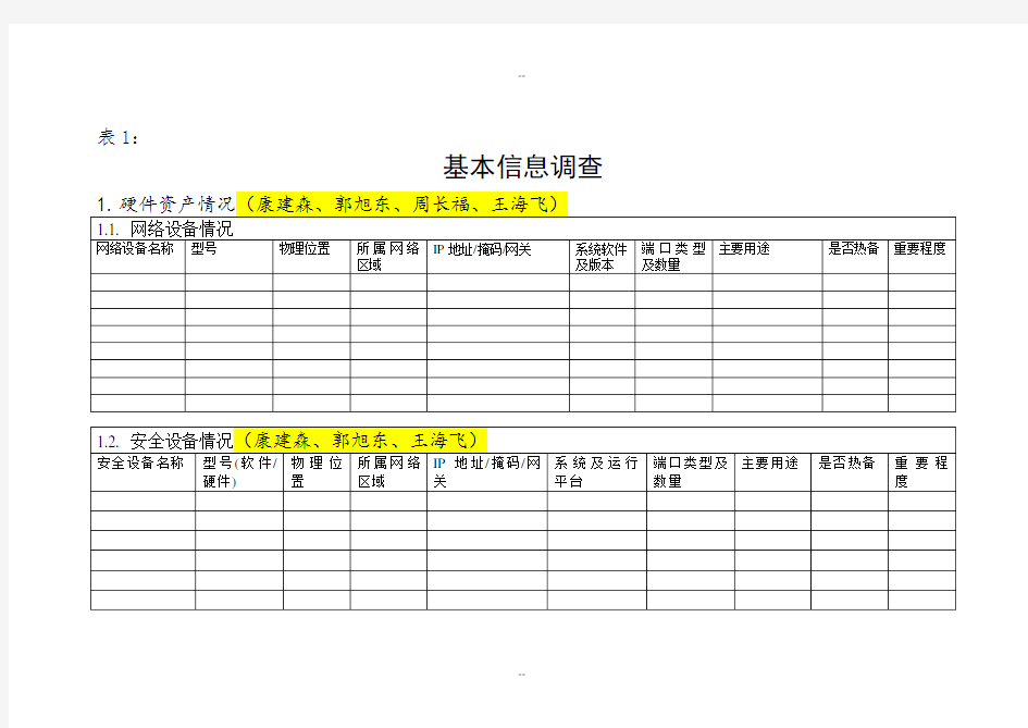 信息安全风险评估表