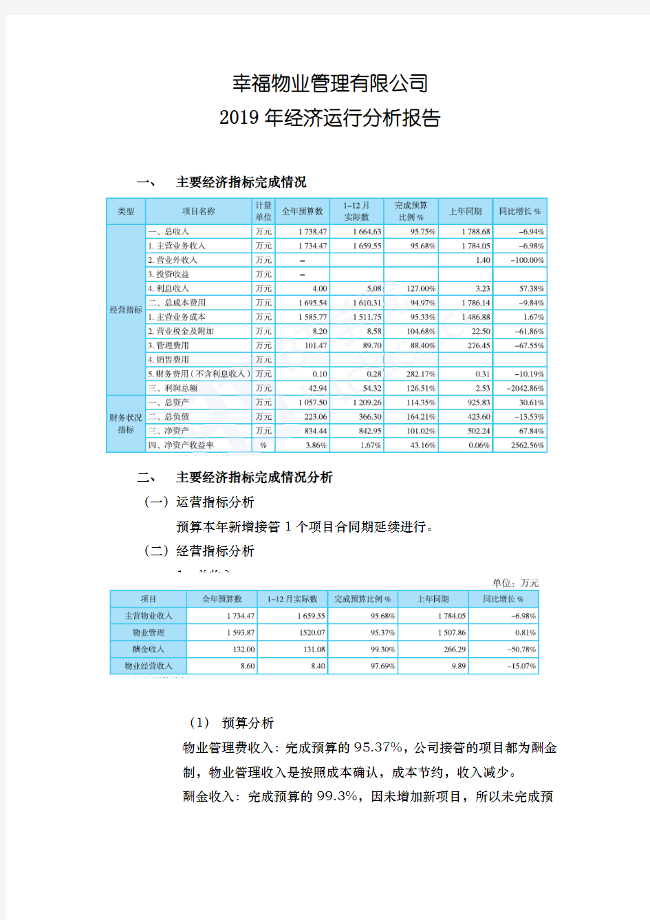 经济运行分析报告