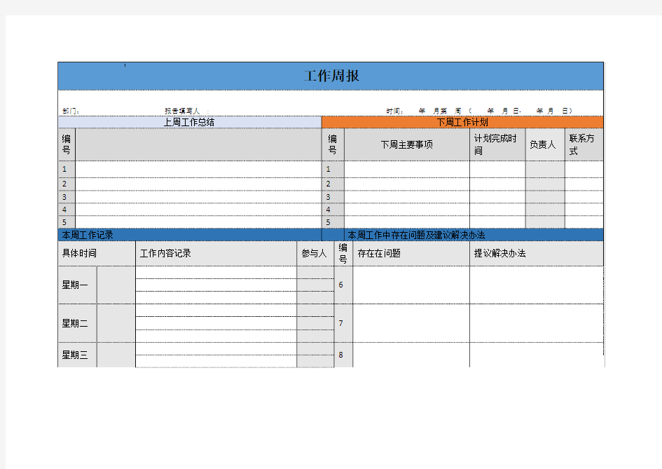 周报、日报、月报模板