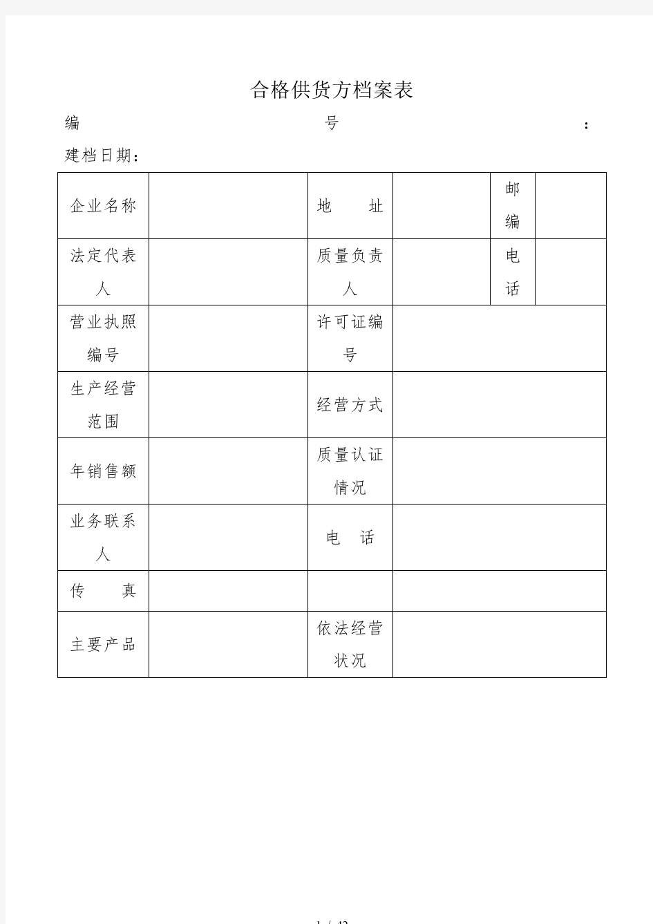 药店GSP管理表格全套