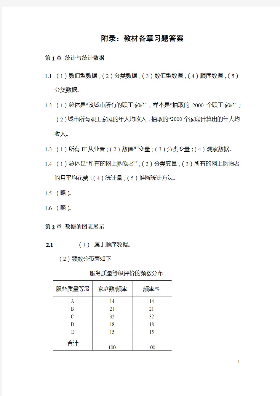 《统计学》(第四版)学习指导书以及课后习题答案