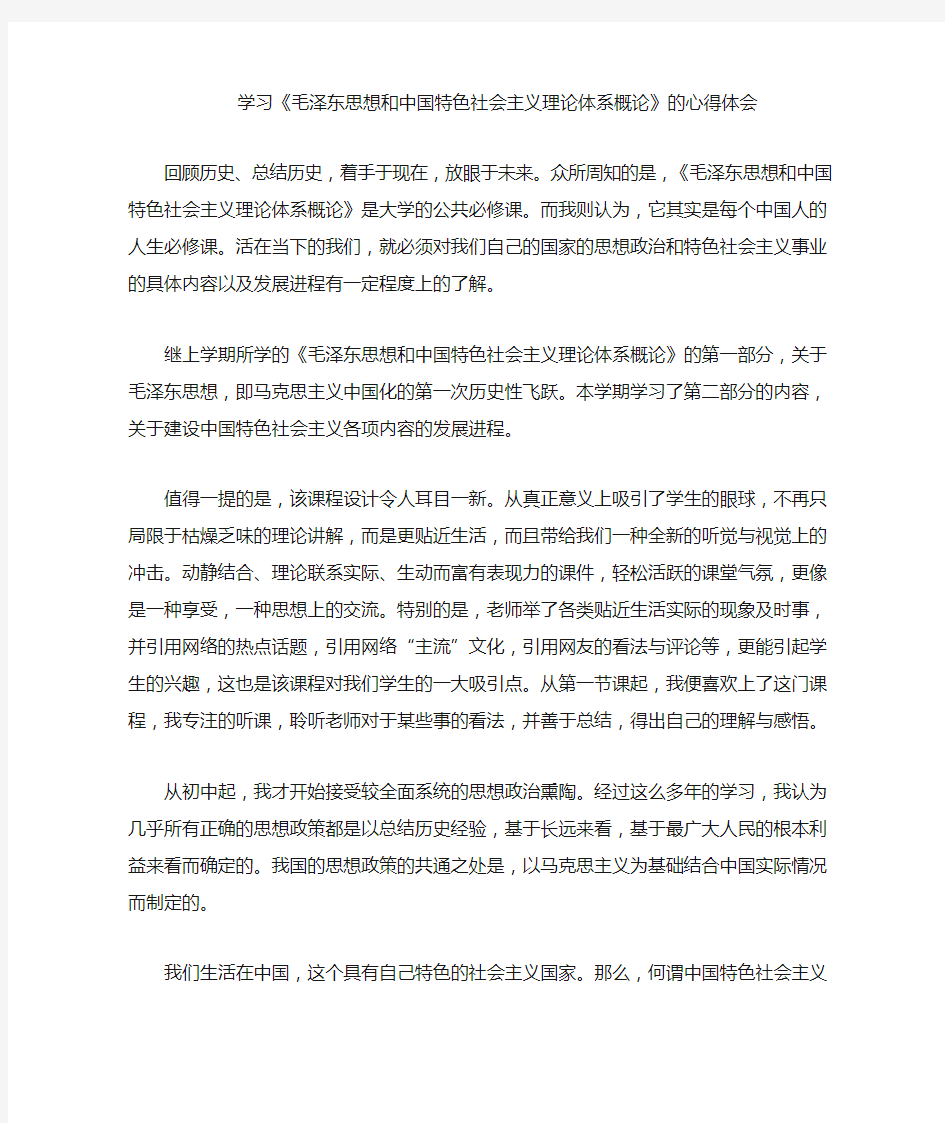 毛概心得1000字