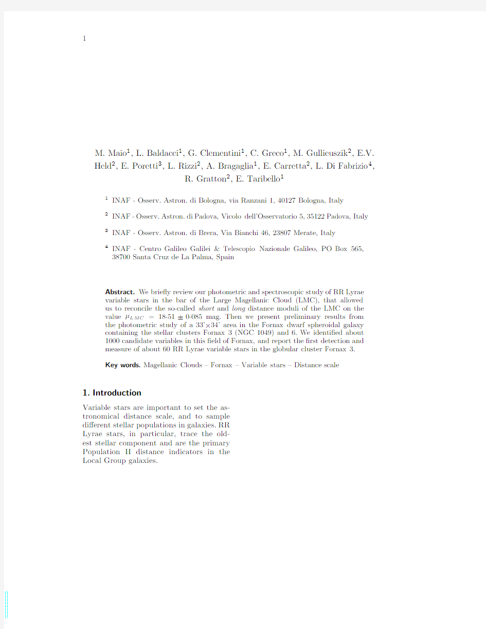 Distance scale and variable stars in Local Group Galaxies LMC and Fornax