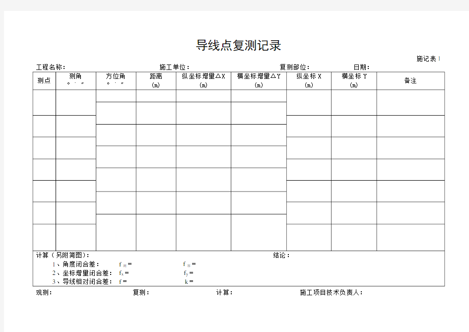 导线点复测记录