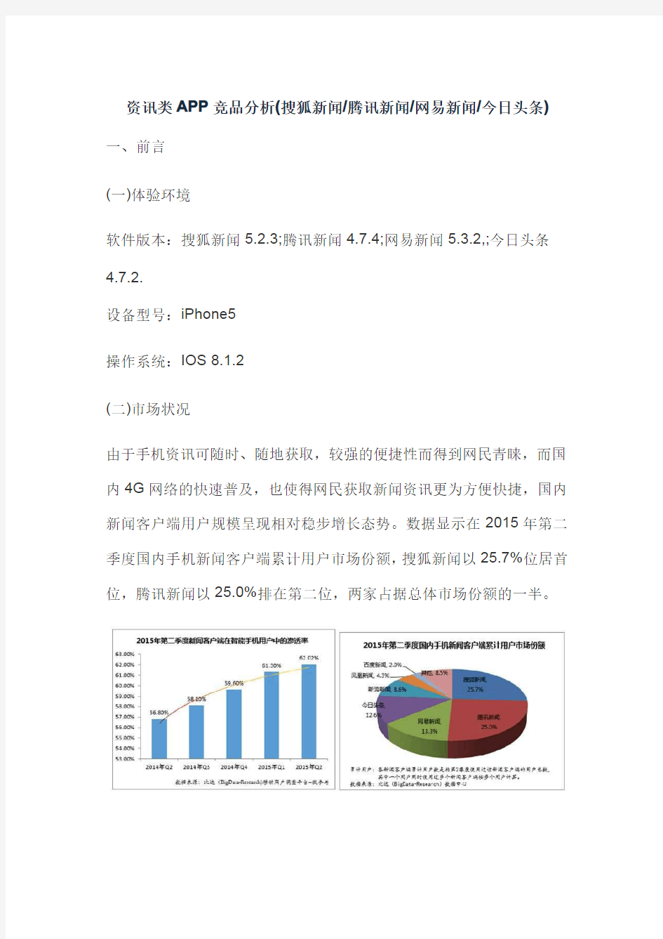 资讯类APP竞品分析(搜狐新闻、腾讯新闻、网易新闻、今日头条)(仅供参考)