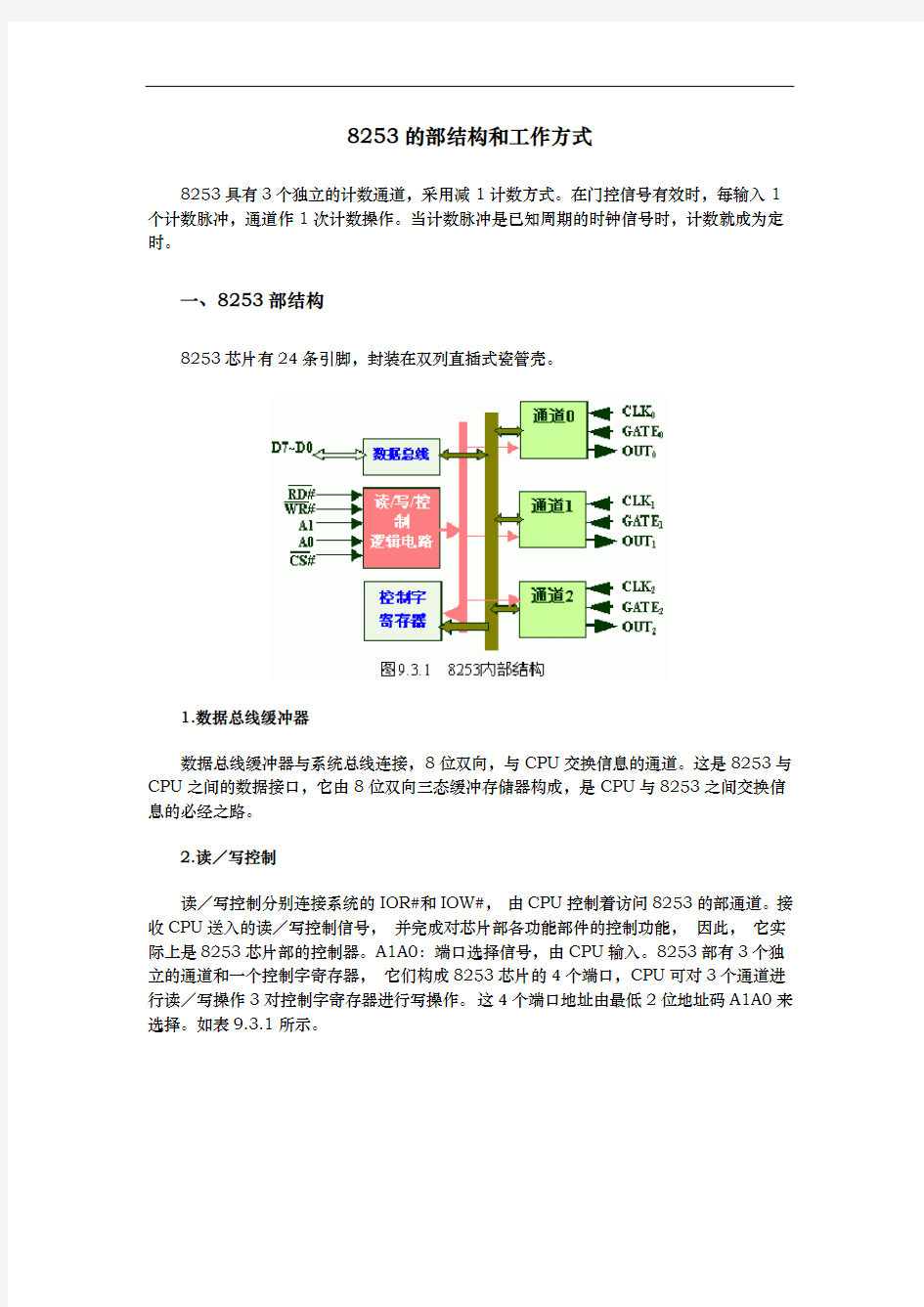 8253的内部结构与工作方式