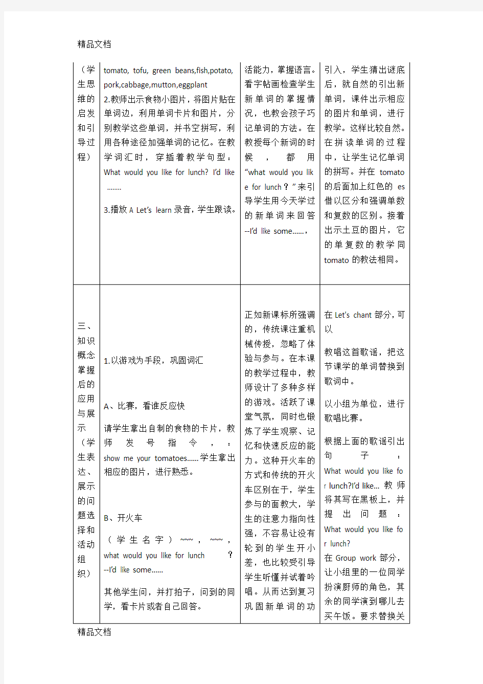 最新小学英语课堂观察记录与分析