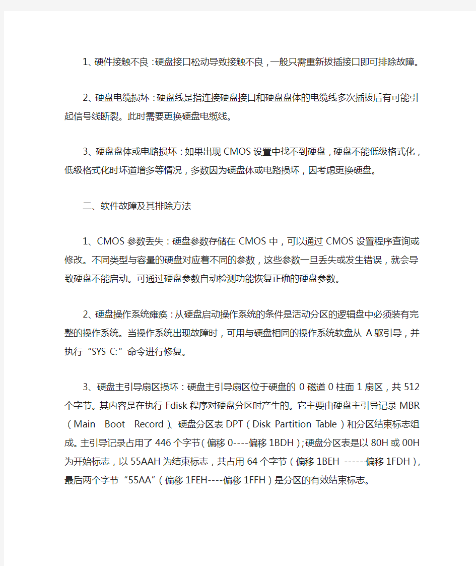 硬盘常见故障的分析及处理