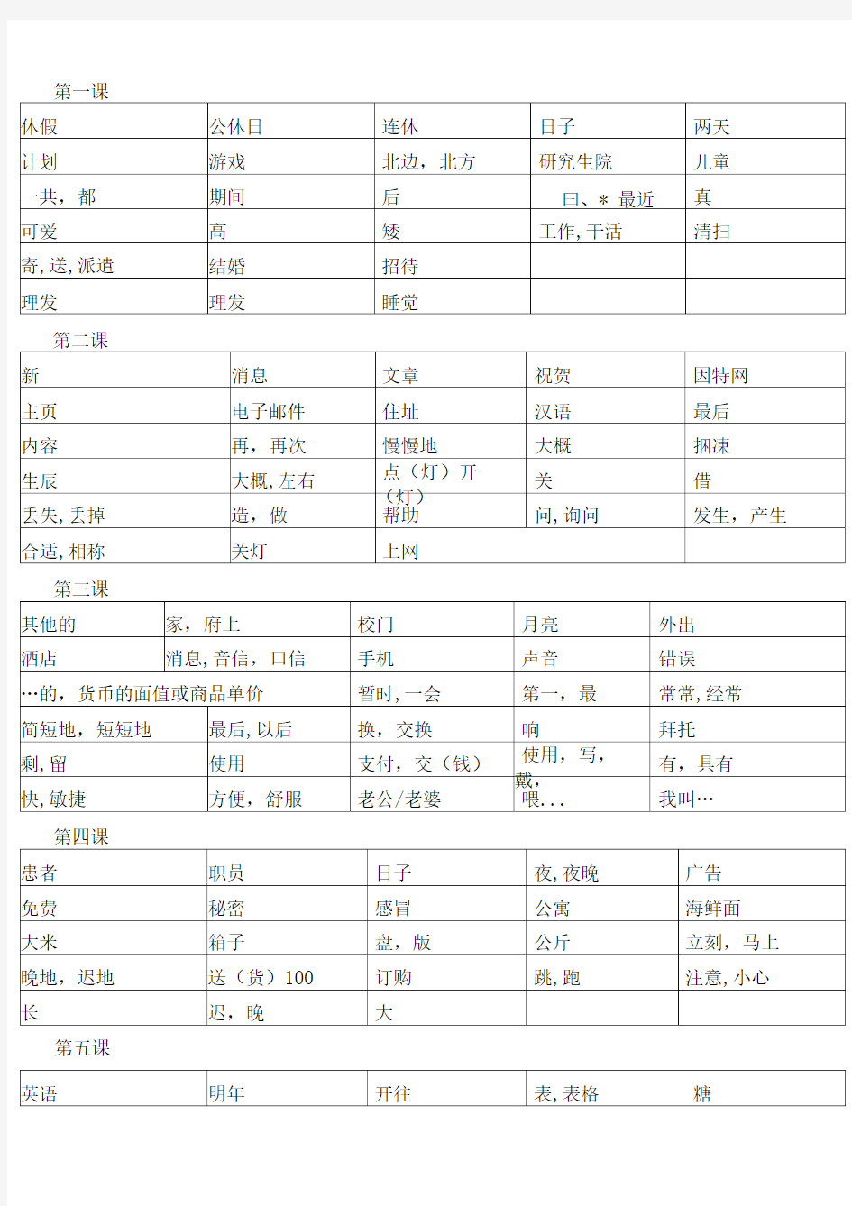 完整版新标准韩国语初级下册单词汇总庆熙大学