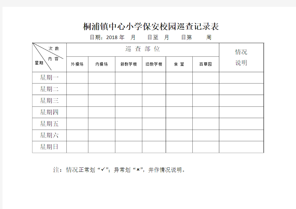 保安校园巡查记录表