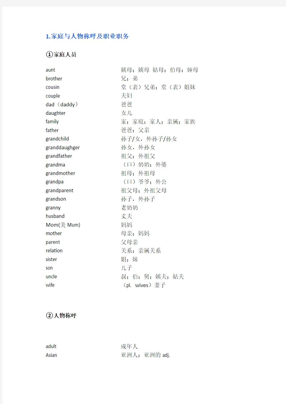 中考英语1600词汇表(分类整理版)