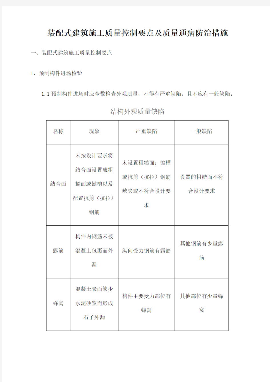 装配式建筑质量通病防治措施