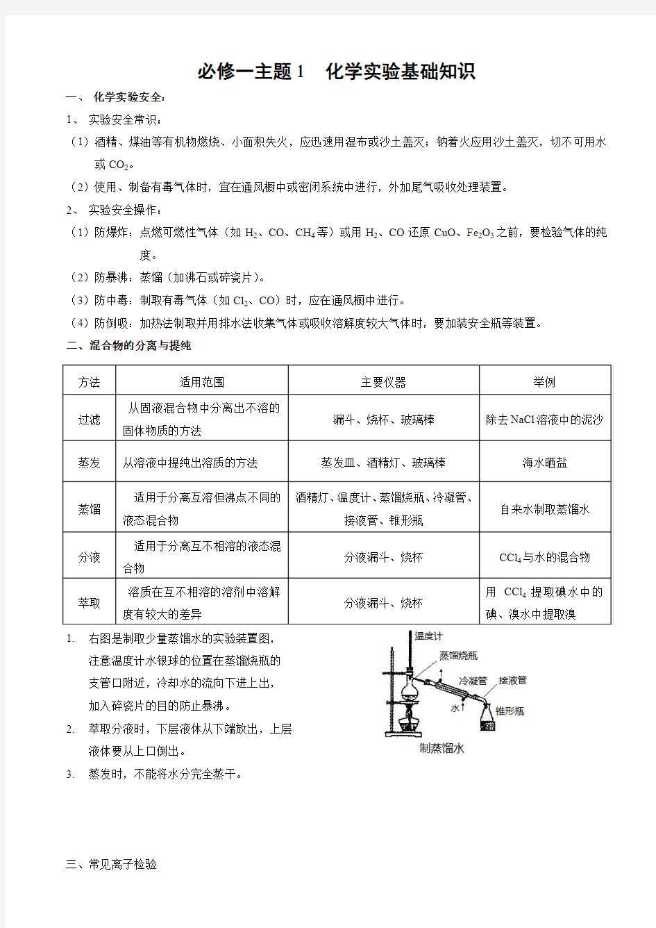 化学小高考必背知识点