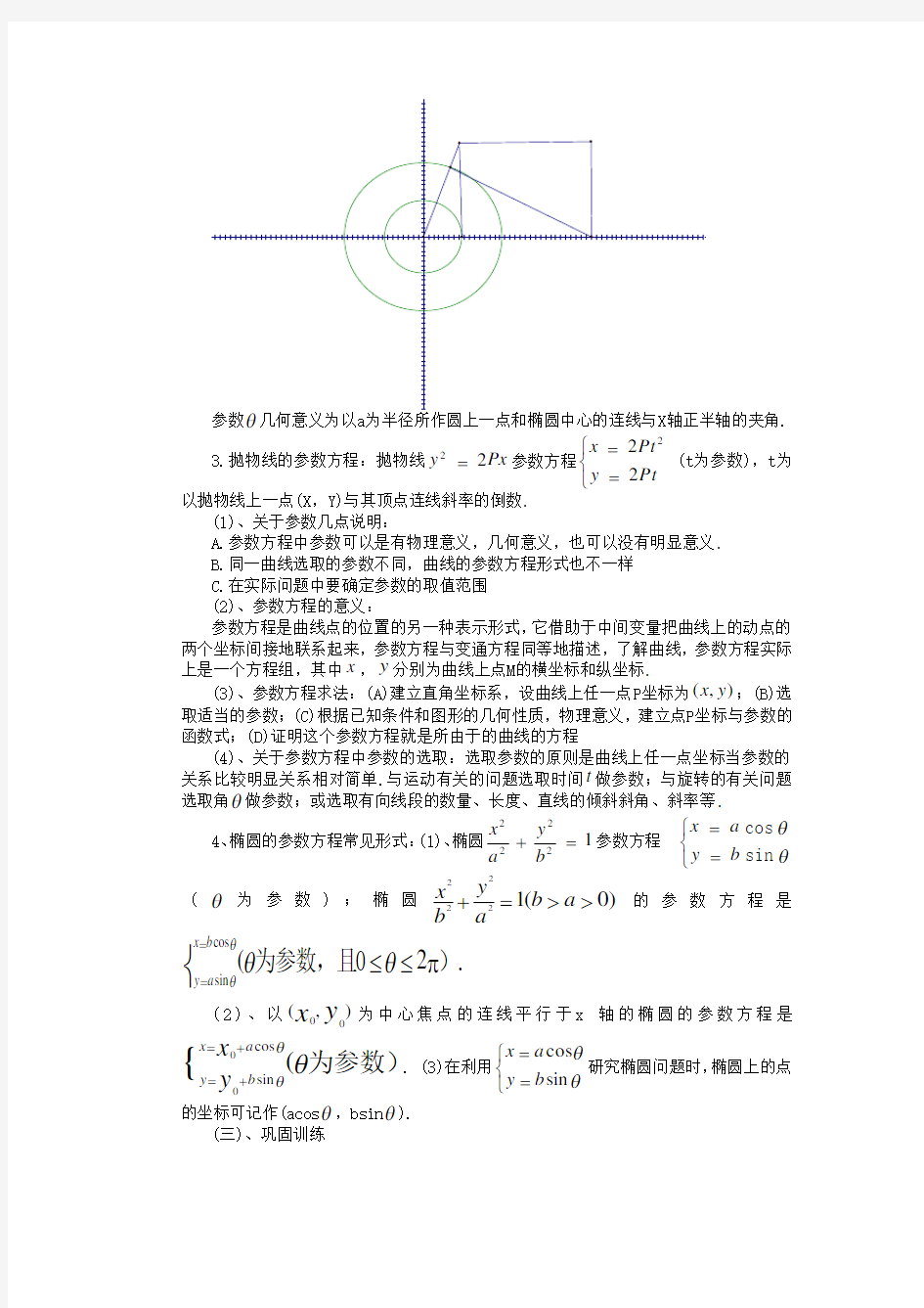 《圆锥曲线的参数方程》教学案