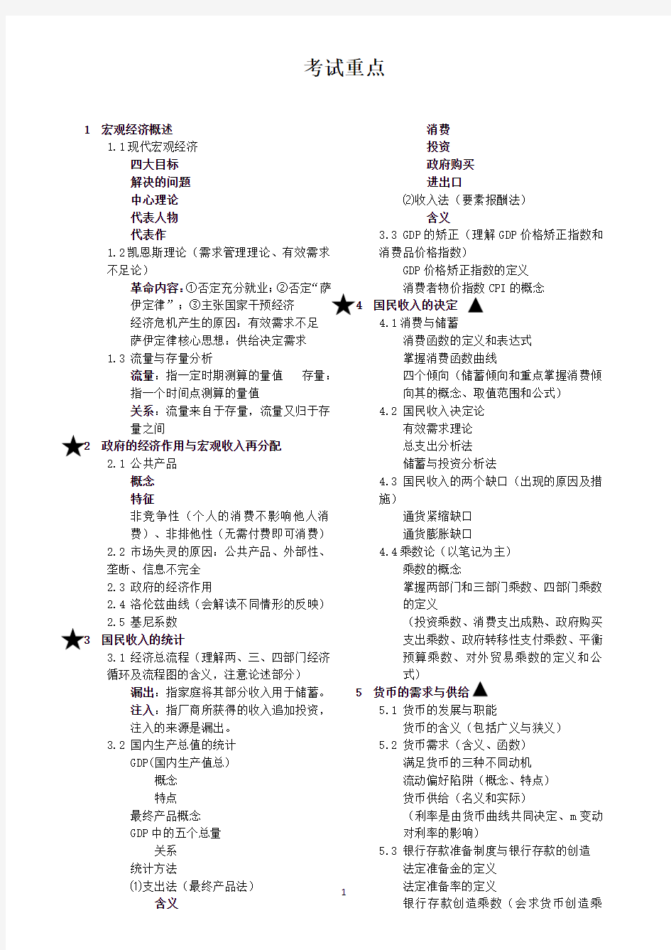 宏观经济学期末考试重点(个人整理).