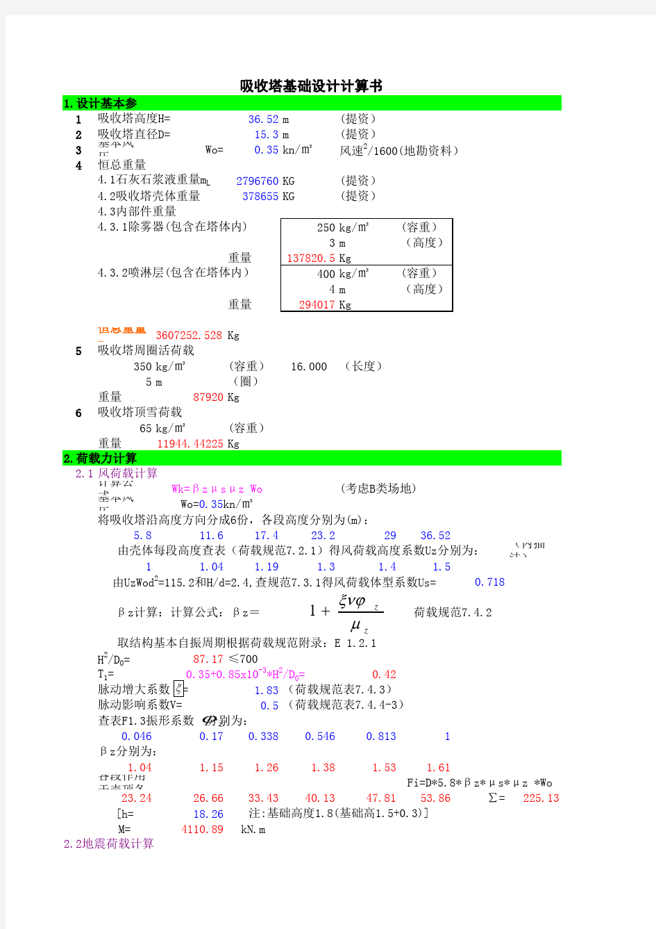 吸收塔基础设计计算书