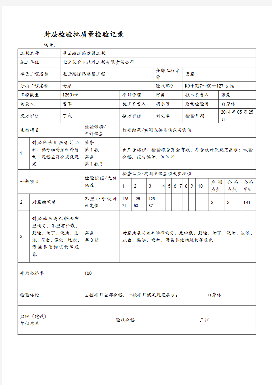 管道闭水试验记录表