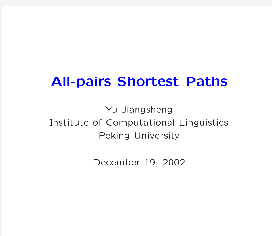 All-pairs Shortest Paths