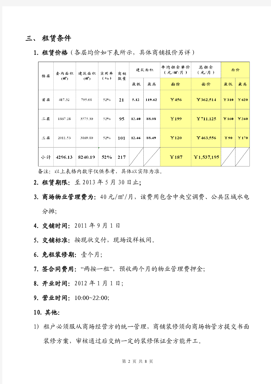 某化妆品商场招商指引