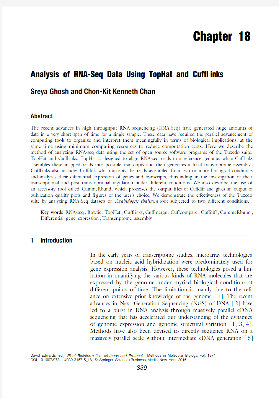 Analysis of RNA-Seq Data Using TopHat and Cufflinks