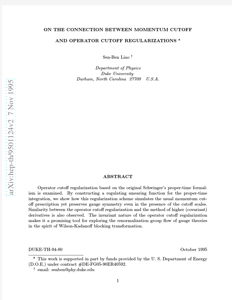 On the Connection Between Momentum Cutoff and Operator Cutoff Regularizations