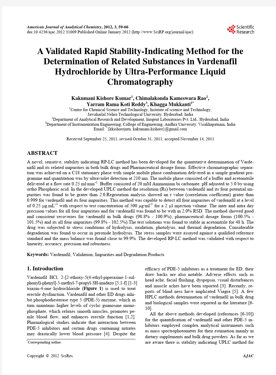 A Validated Rapid Stability-Indicating Method for the Determination of Related Substances in