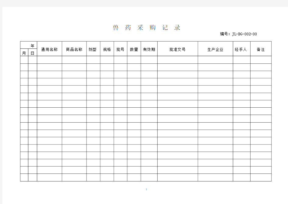 兽药采购、验收、入库、销售记录