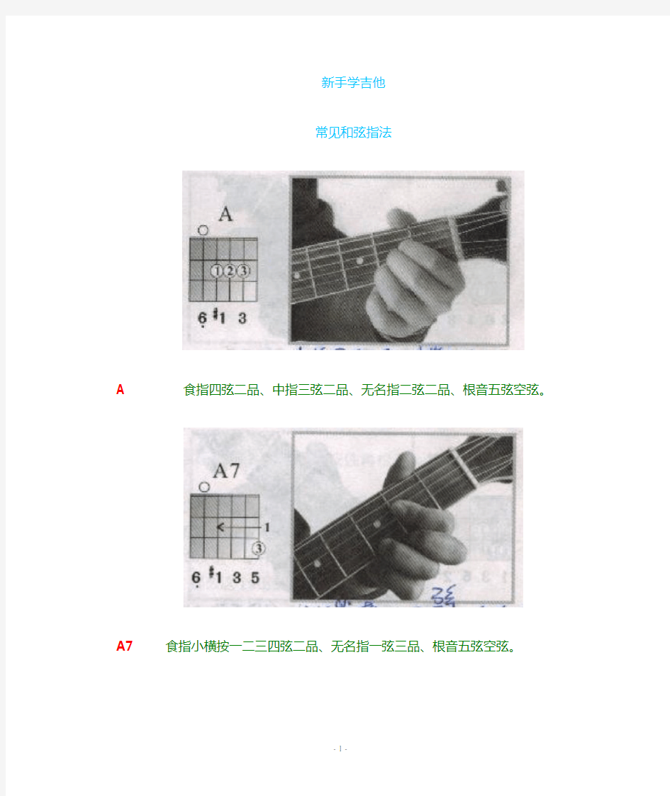 新手吉他常见和弦图谱(重要)