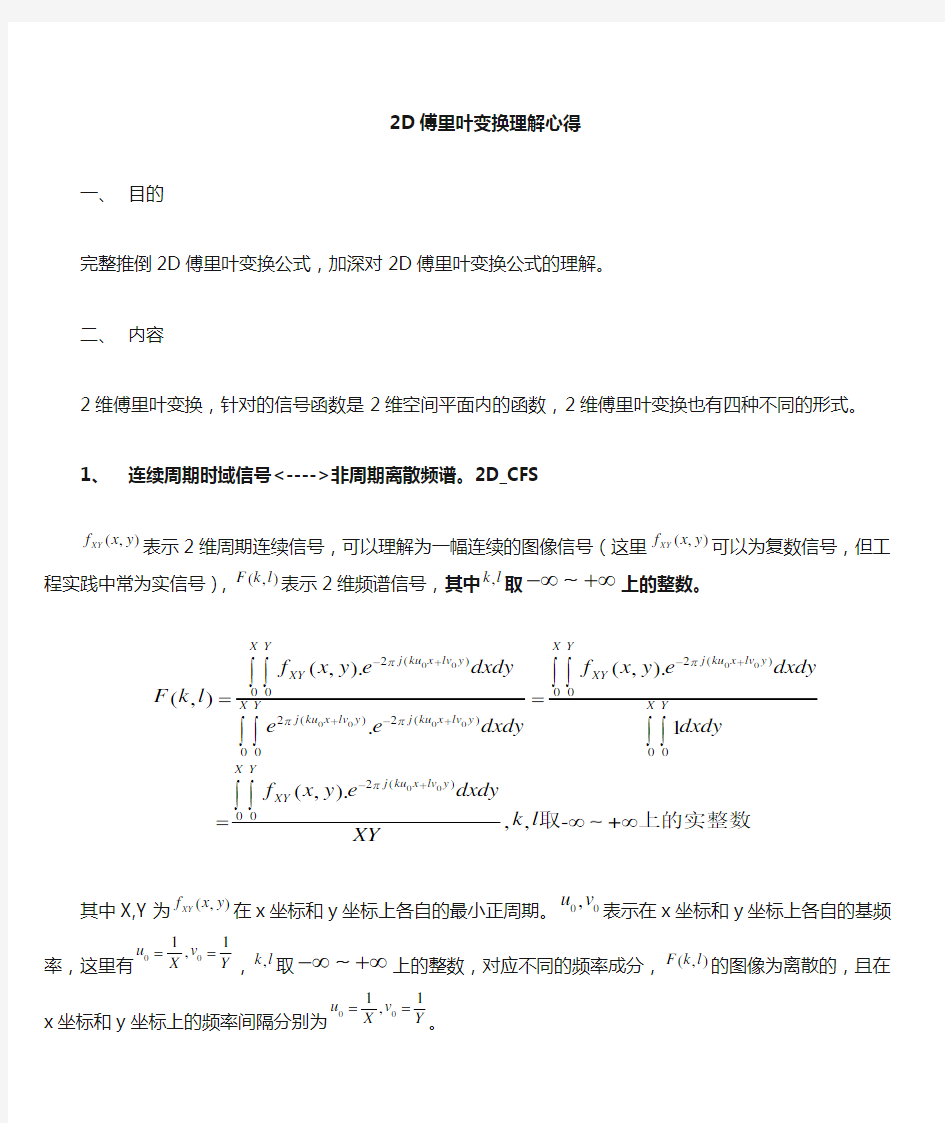 二维傅里叶变换推倒及理解