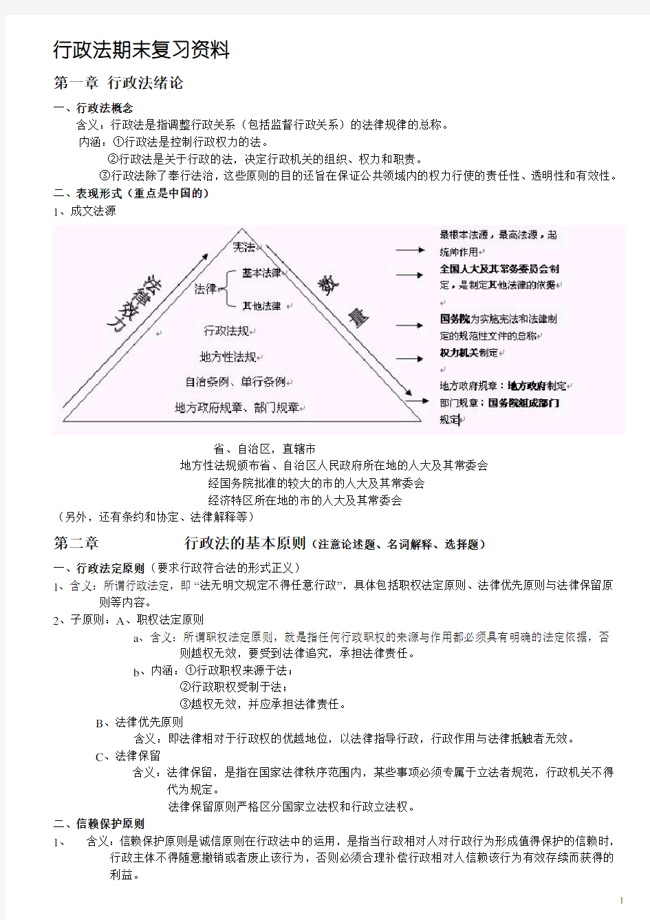 行政法期末复习资料