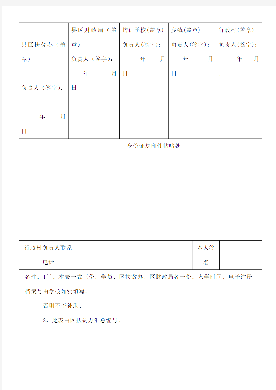 甘肃省雨露计划申请表