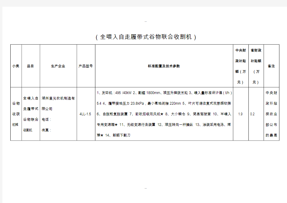 全喂入自走履带式谷物联合收割机)