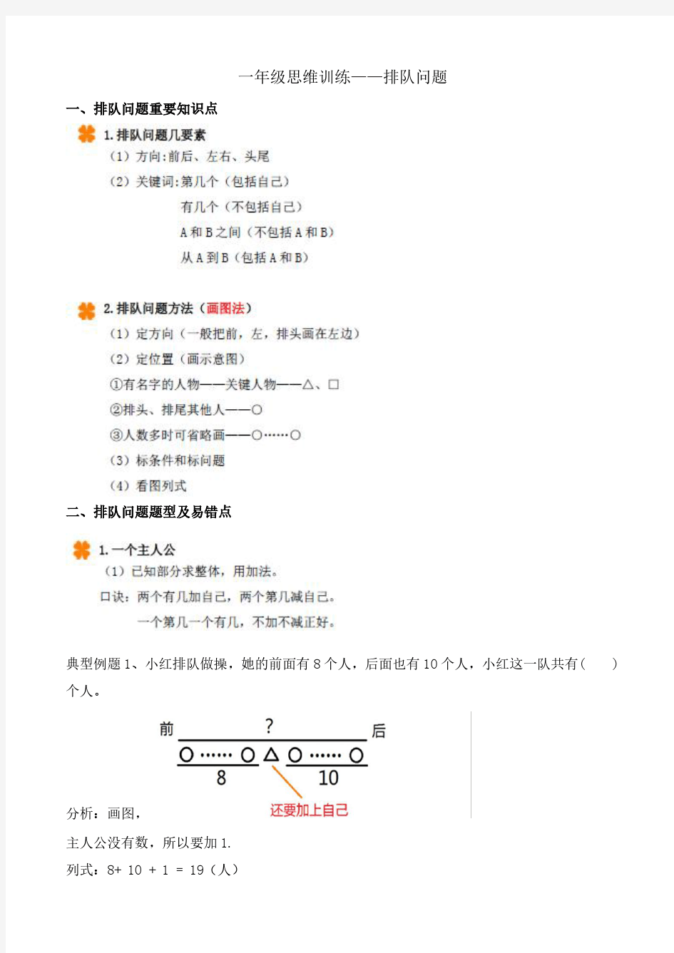 一年级排队问题典型题型及方法总结