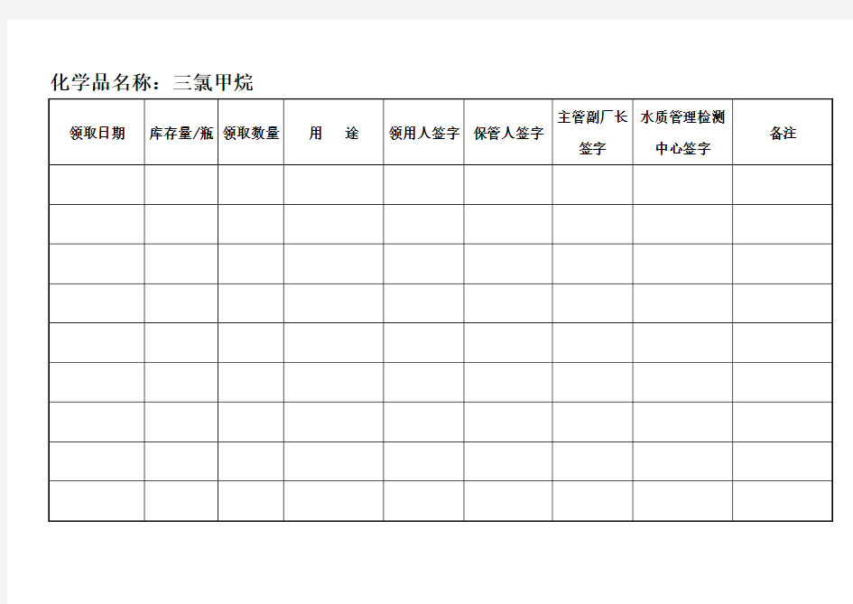 危险化学品的领用登记表